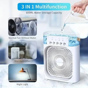 The air conditioner adjusts and humidifies the air and also provides lighting.