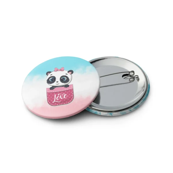 Cute Panda Love Set of 5 Pin Buttons - Adorable Panda Gift