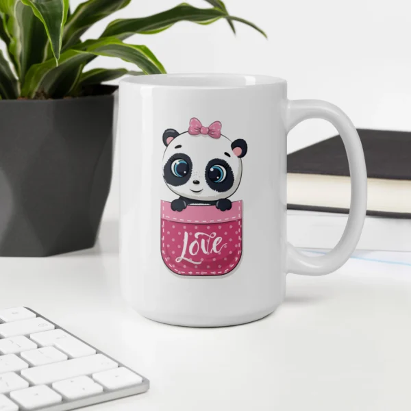 Cute Panda Love White Glossy Mug – Perfect for Coffee Lovers