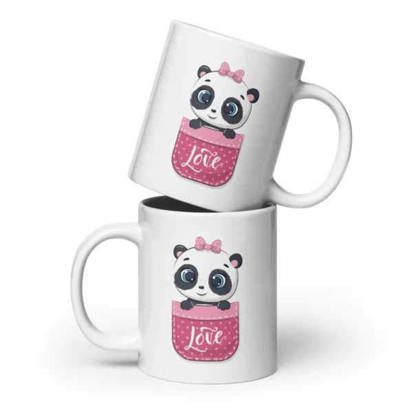 Cute Panda Love White Glossy Mug – Perfect for Coffee Lovers