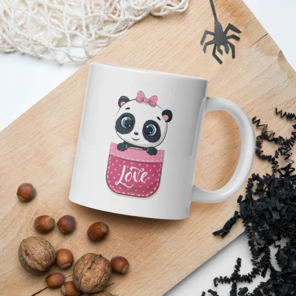 Cute Panda Love White Glossy Mug – Perfect for Coffee Lovers