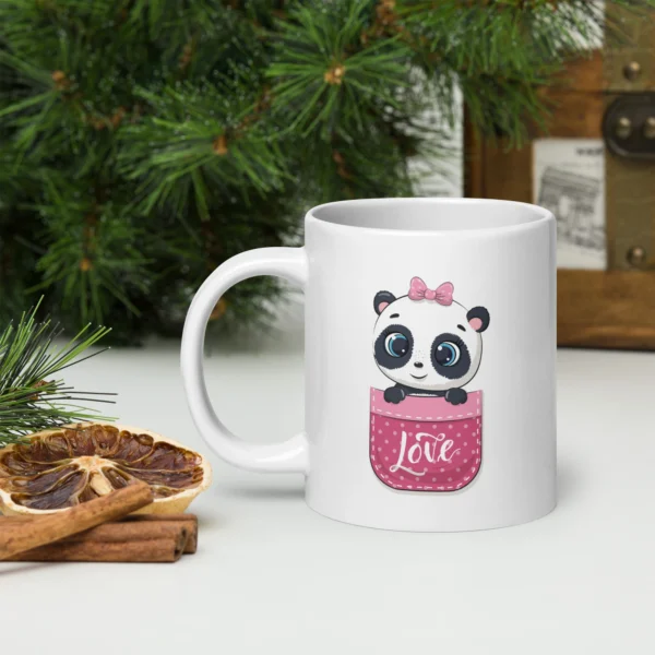 Cute Panda Love White Glossy Mug – Perfect for Coffee Lovers