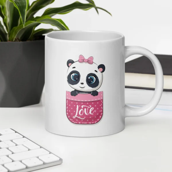 Cute Panda Love White Glossy Mug – Perfect for Coffee Lovers