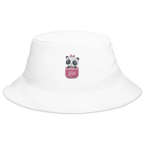 Cute Panda Love Embroidered Bucket Hat - Cool Outdoor Hat