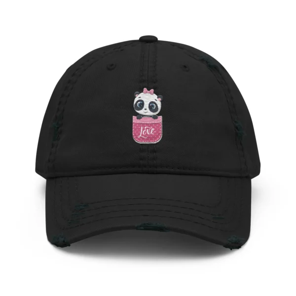 Cute Panda Love Embroidered Dad Hat – Vintage Distressed Cap