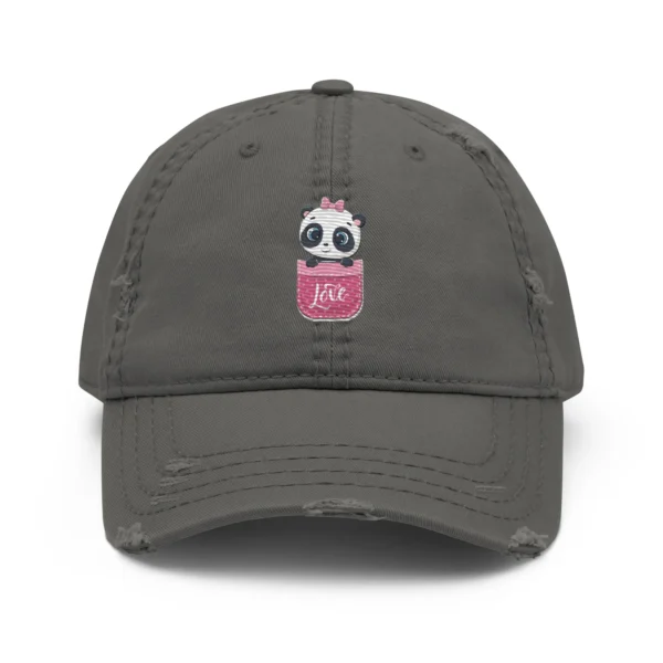 Cute Panda Love Embroidered Dad Hat – Vintage Distressed Cap