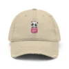 Cute Panda Love Embroidered Dad Hat – Vintage Distressed Cap