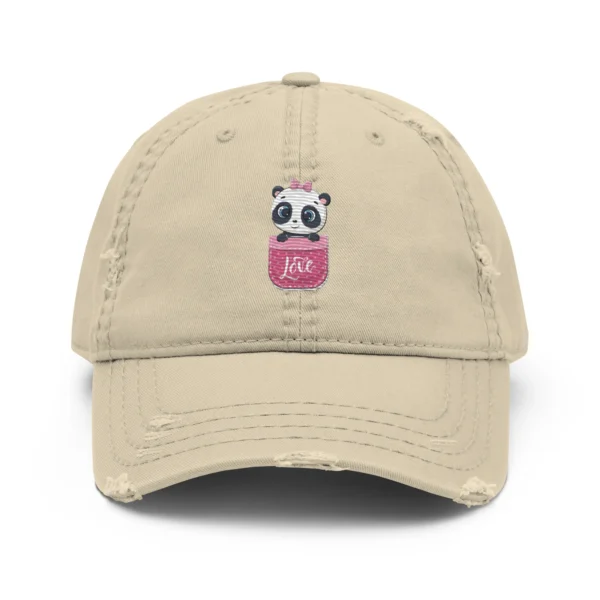 Cute Panda Love Embroidered Dad Hat – Vintage Distressed Cap