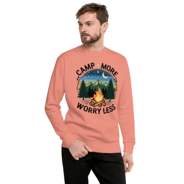 Camp More, Worry Less Premium Sweatshirt – Nature Lover Gift