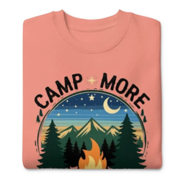 Camp More, Worry Less Premium Sweatshirt – Nature Lover Gift
