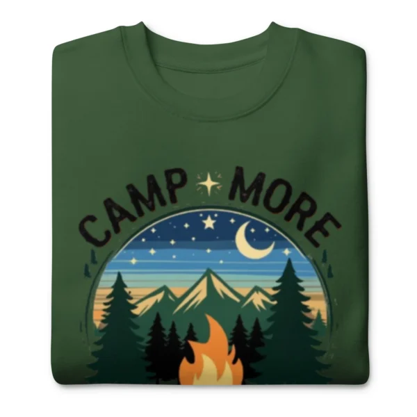 Camp More, Worry Less Premium Sweatshirt – Nature Lover Gift