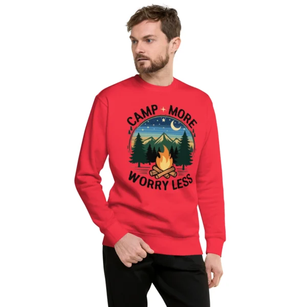 Camp More, Worry Less Premium Sweatshirt – Nature Lover Gift