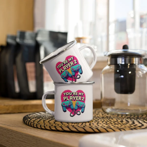You're My Player 2 Enamel Mug - Cute Couple Gift for Gamers