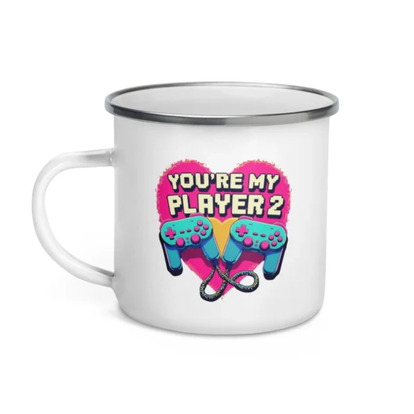 You're My Player 2 Enamel Mug - Cute Couple Gift for Gamers