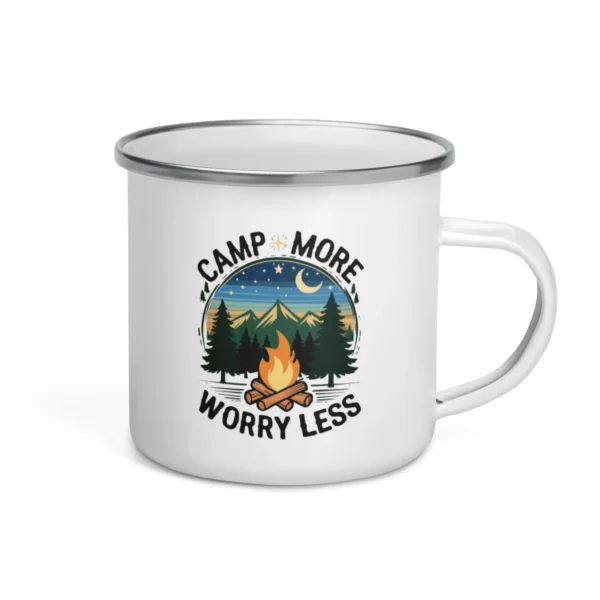 Camp More, Worry Less Enamel Mug - Sip & Relax in the Wild