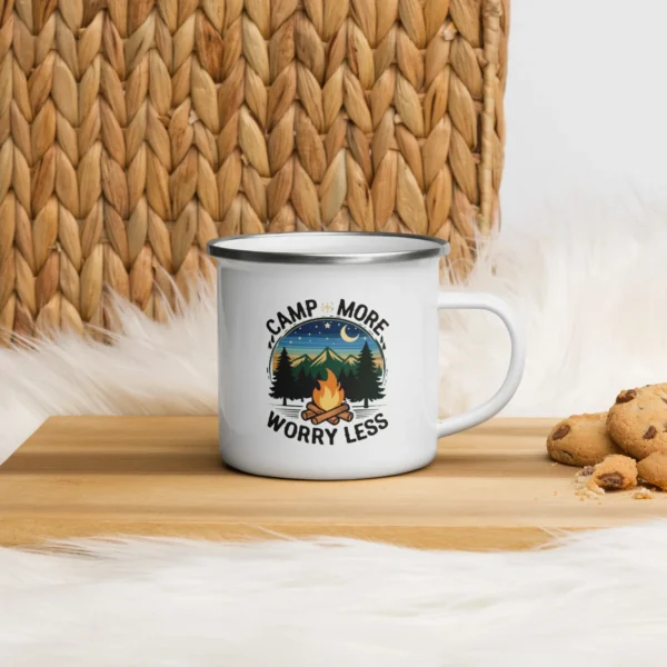 Camp More, Worry Less Enamel Mug - Sip & Relax in the Wild