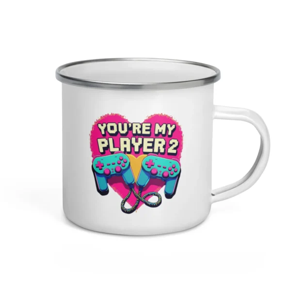 You're My Player 2 Enamel Mug - Cute Couple Gift for Gamers
