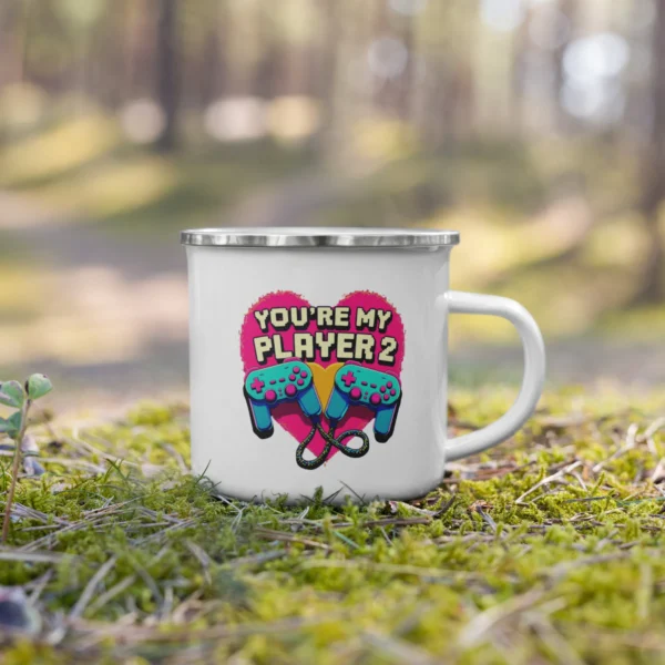 You're My Player 2 Enamel Mug - Cute Couple Gift for Gamers