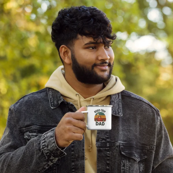 Road-Trip Dad Enamel Mug – Retro Adventure Coffee Cup
