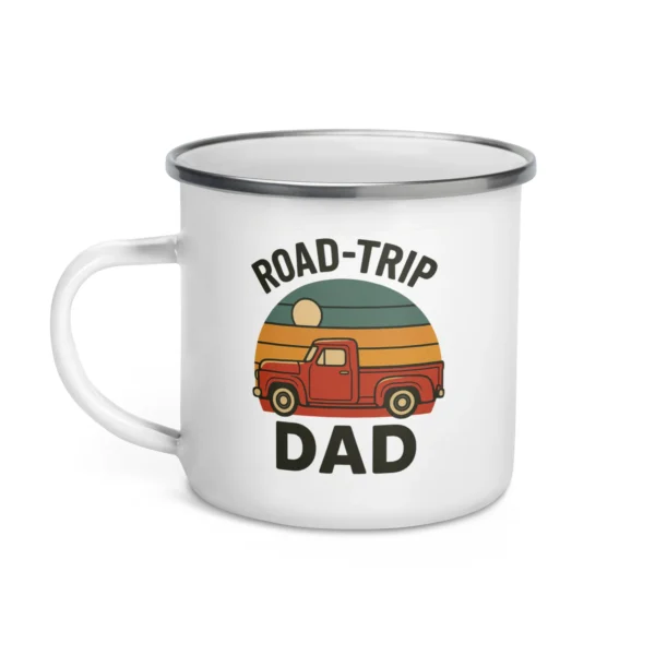 Road-Trip Dad Enamel Mug – Retro Adventure Coffee Cup