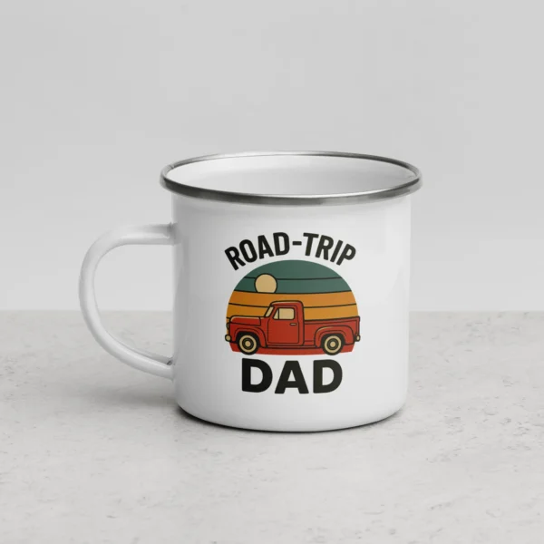 Road-Trip Dad Enamel Mug – Retro Adventure Coffee Cup