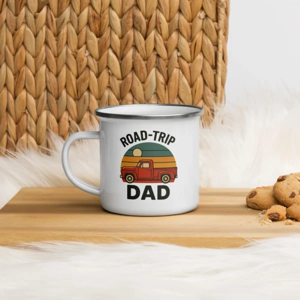 Road-Trip Dad Enamel Mug – Retro Adventure Coffee Cup