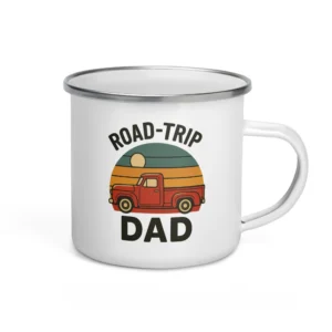 Road-Trip Dad Enamel Mug – Retro Adventure Coffee Cup