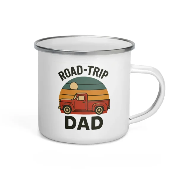 Road-Trip Dad Enamel Mug – Retro Adventure Coffee Cup
