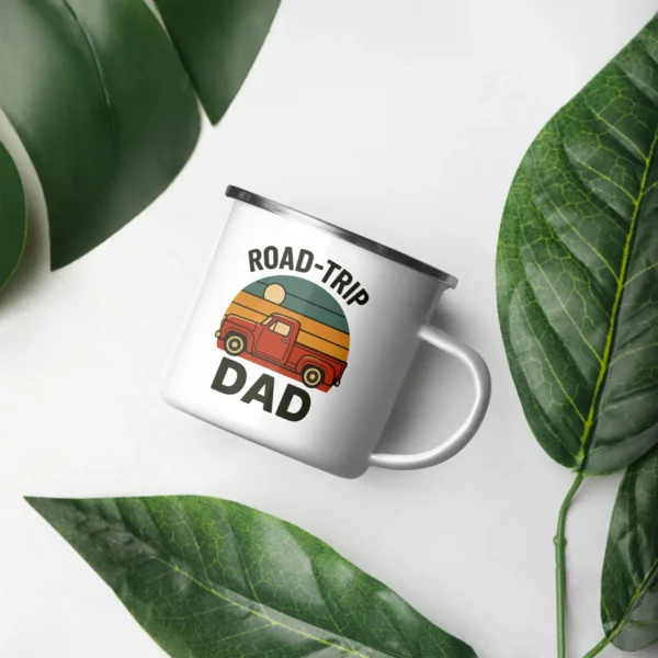 Road-Trip Dad Enamel Mug – Retro Adventure Coffee Cup