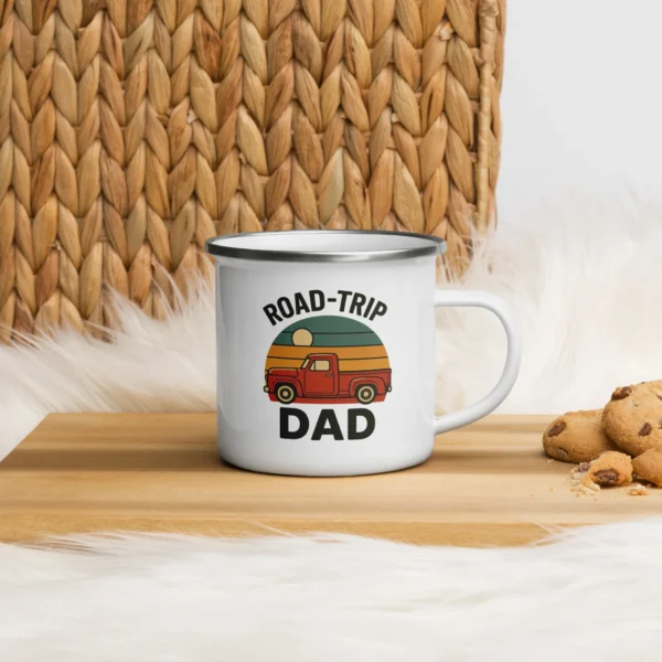 Road-Trip Dad Enamel Mug – Retro Adventure Coffee Cup