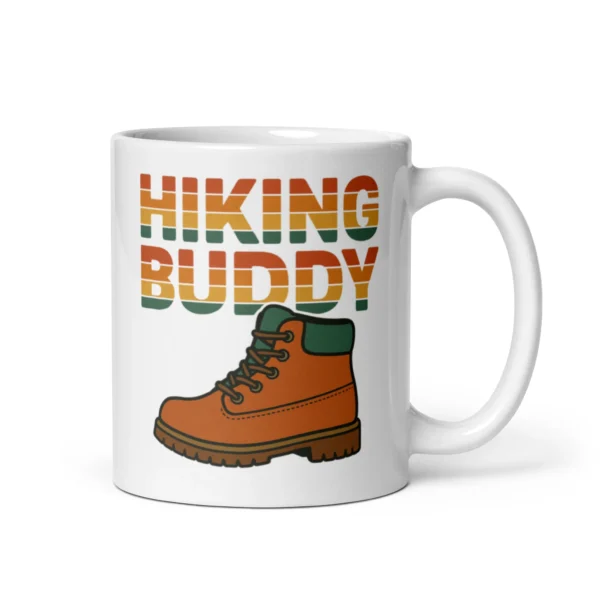 Hiking Buddy White Glossy Mug – Adventure in Every Sip
