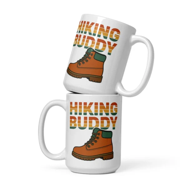 Hiking Buddy White Glossy Mug – Adventure in Every Sip