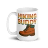 Hiking Buddy White Glossy Mug – Adventure in Every Sip