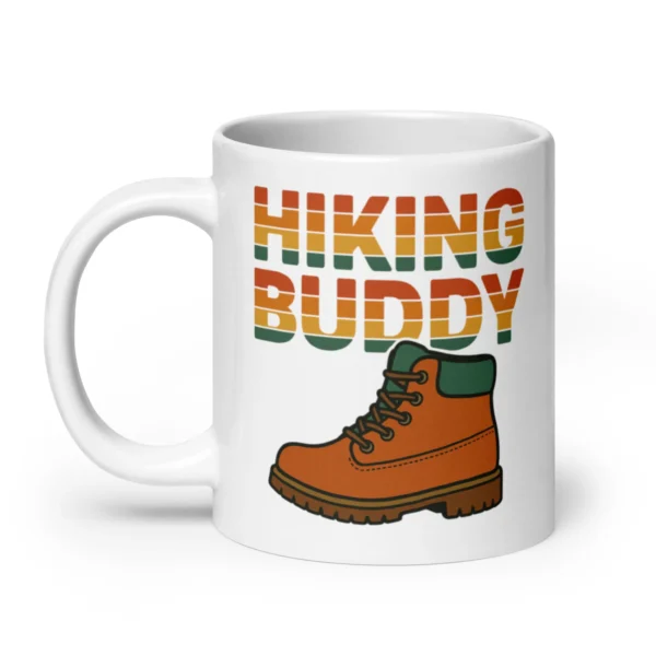 Hiking Buddy White Glossy Mug – Adventure in Every Sip