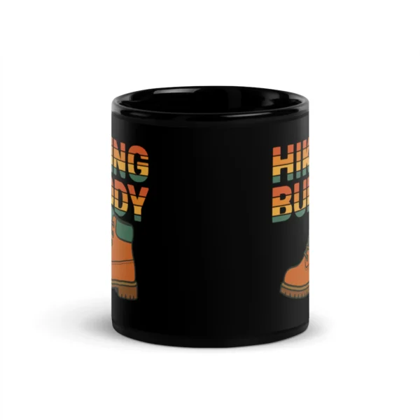 Hiking Buddy Black Glossy Mug - Hiker’s Coffee Mug