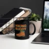 Hiking Buddy Black Glossy Mug - Hiker’s Coffee Mug