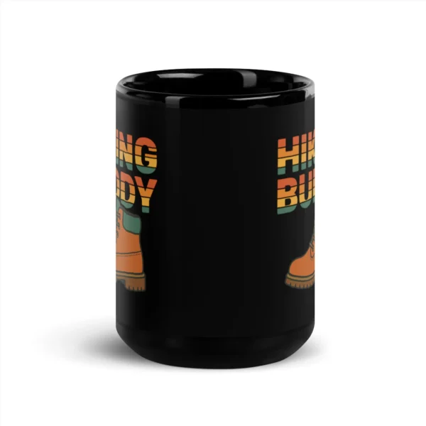 Hiking Buddy Black Glossy Mug - Hiker’s Coffee Mug