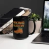 Hiking Buddy Black Glossy Mug - Hiker’s Coffee Mug