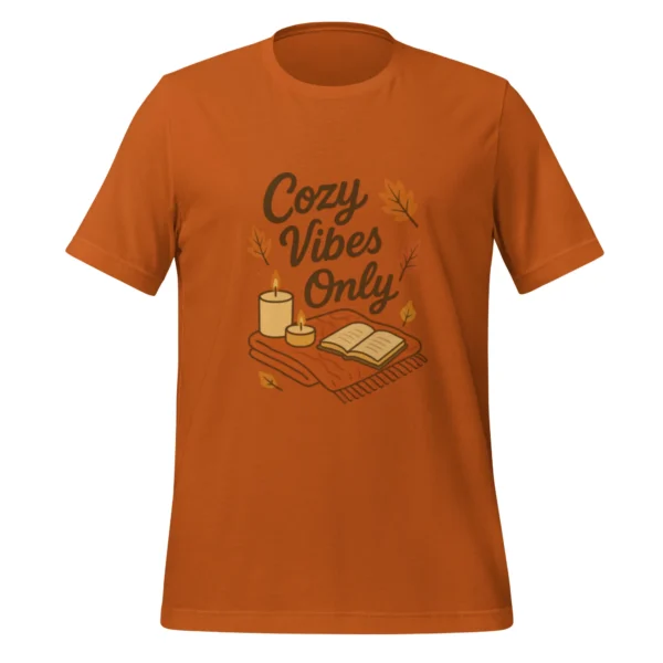 Cozy Vibes Only T-Shirt – Autumn Aesthetic Book & Candle Tee
