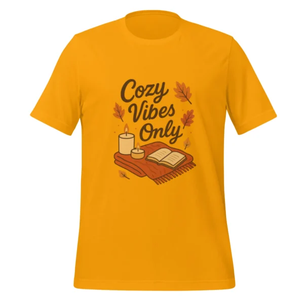 Cozy Vibes Only T-Shirt – Autumn Aesthetic Book & Candle Tee