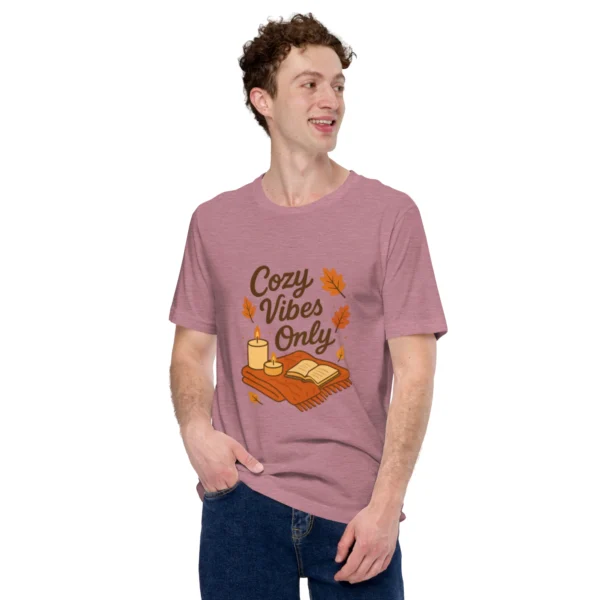 Cozy Vibes Only T-Shirt – Autumn Aesthetic Book & Candle Tee