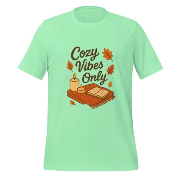 Cozy Vibes Only T-Shirt – Autumn Aesthetic Book & Candle Tee