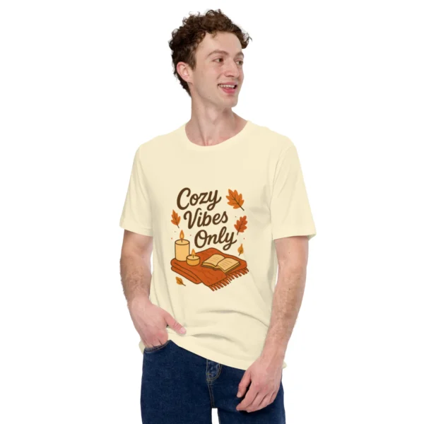 Cozy Vibes Only T-Shirt – Autumn Aesthetic Book & Candle Tee