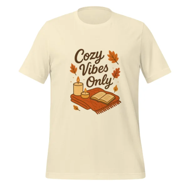 Cozy Vibes Only T-Shirt – Autumn Aesthetic Book & Candle Tee