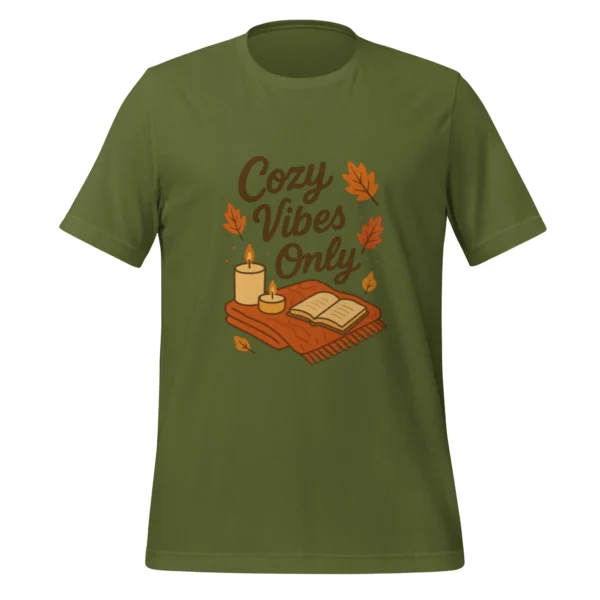 Cozy Vibes Only T-Shirt – Autumn Aesthetic Book & Candle Tee