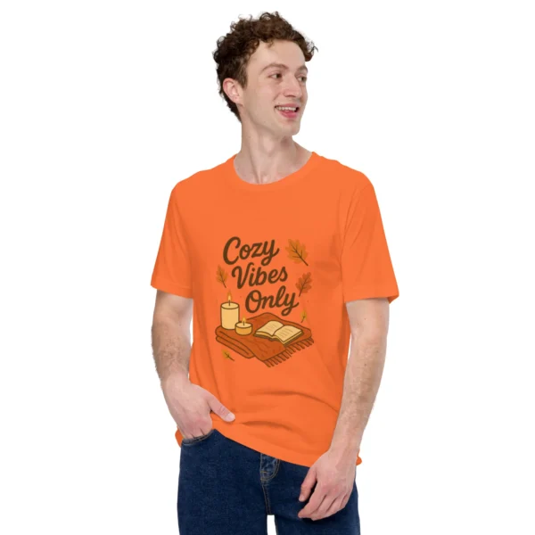 Cozy Vibes Only T-Shirt – Autumn Aesthetic Book & Candle Tee