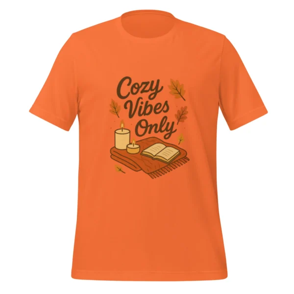 Cozy Vibes Only T-Shirt – Autumn Aesthetic Book & Candle Tee