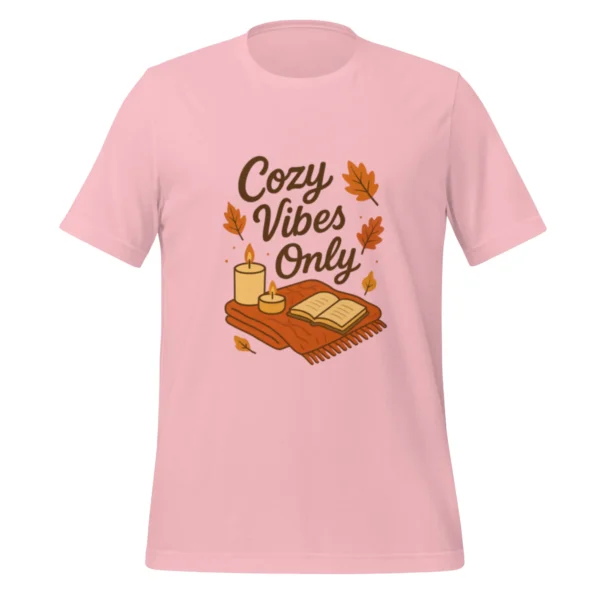 Cozy Vibes Only T-Shirt – Autumn Aesthetic Book & Candle Tee