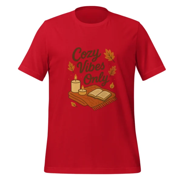 Cozy Vibes Only T-Shirt – Autumn Aesthetic Book & Candle Tee