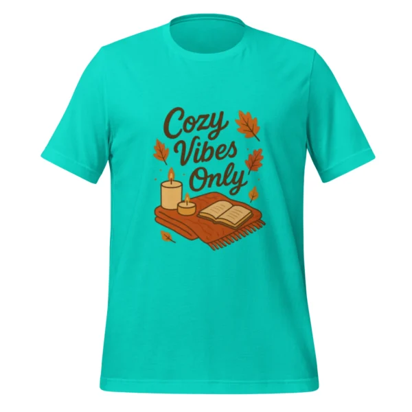 Cozy Vibes Only T-Shirt – Autumn Aesthetic Book & Candle Tee